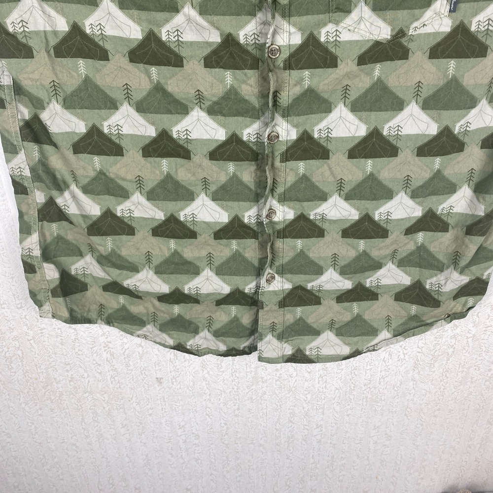 Eddie Bauer Mens Green Short Sleeve Baja Tent Print Button Down Shirt Size L - Picture 9 of 16